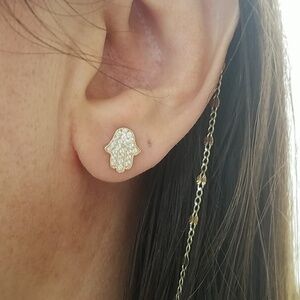 14k Yellow gold Chamsa hand Stud Earrings